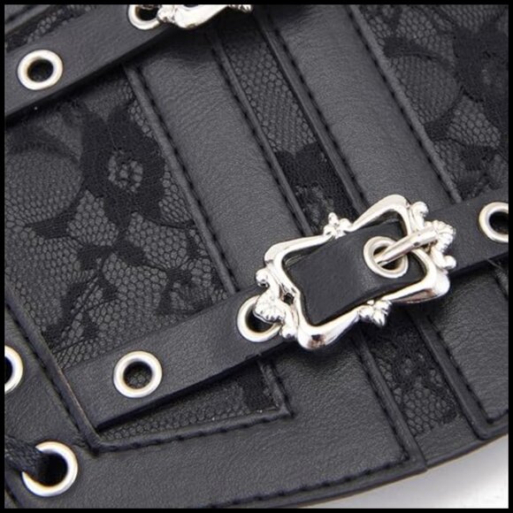 Vintage Lace-Up Corset Belt Elastic Waist Waspie Wide Punk Rock Chic